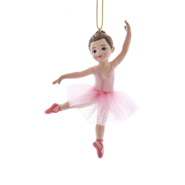 Brunette Pink Ballerina Girl Ornament