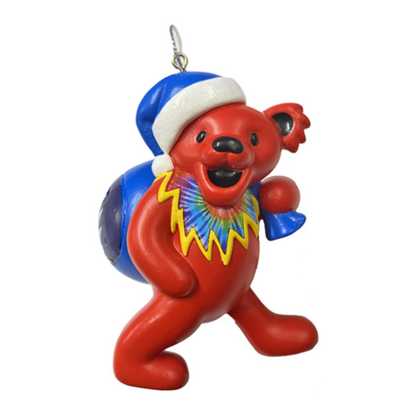 Red Grateful Dead Bear with Bag Ornament