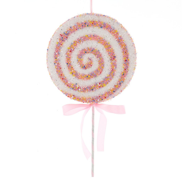 Pink And White Swirl Lollipop Pick
