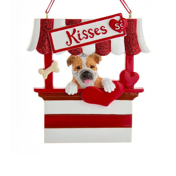 Bulldog Kissing Booth Personalized Ornament