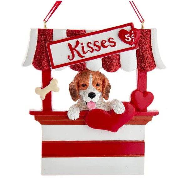 Beagle Kissing Booth Personalized Ornament