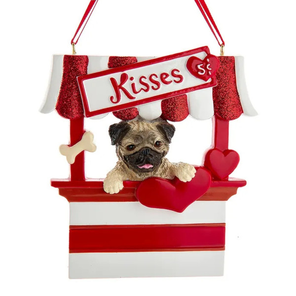 Pug Kissing Booth Personalized Ornament