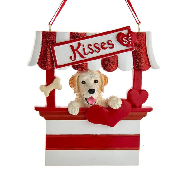 Yellow Labrador Kissing Booth Personalized Ornament