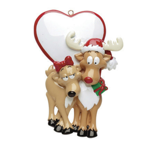 Personalized Deer Couple with Heart Ornament