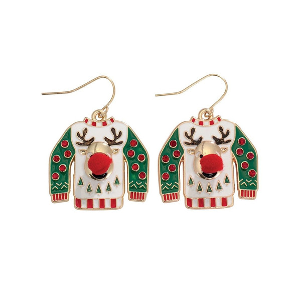 Rudolph Sweater Dangle Earrings by Periwinkle