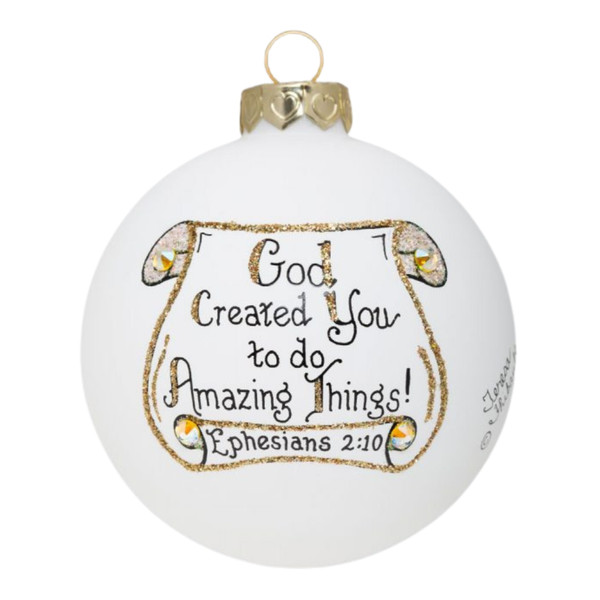 Heart Gifts Ephesians 2:10 Glass Ornament