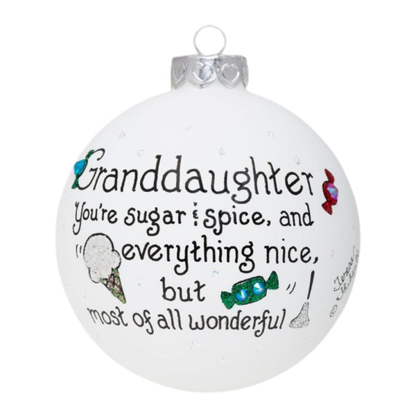 Heart Gifts Granddaughter Sweet Glass Ornament