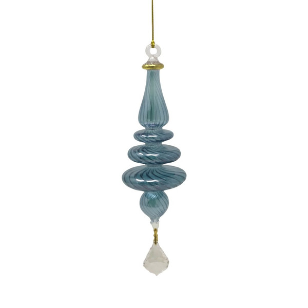 Egyptian Museum Glass Blue Swirl Tree with Crystal Drop Ornament