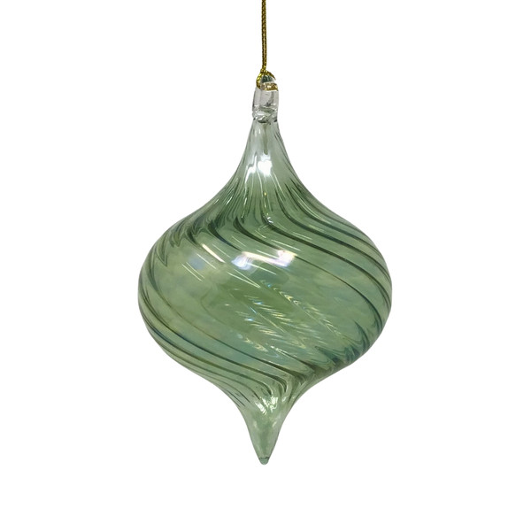 Egyptian Museum Green Swirl Onion Glass Ornament