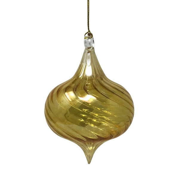 Egyptian Museum Yellow Swirl Onion Glass Ornament
