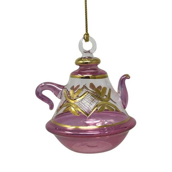 Egyptian Museum Glass Purple Teapot Ornament