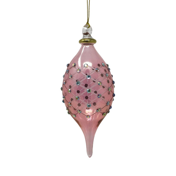 Egyptian Museum Pink Finial Crystal Chaton Glass Ornament