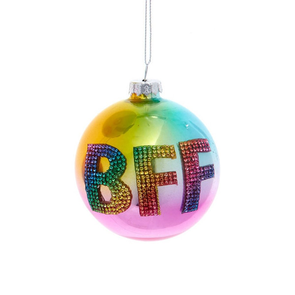 Glass BFF Rhinestone Ornament