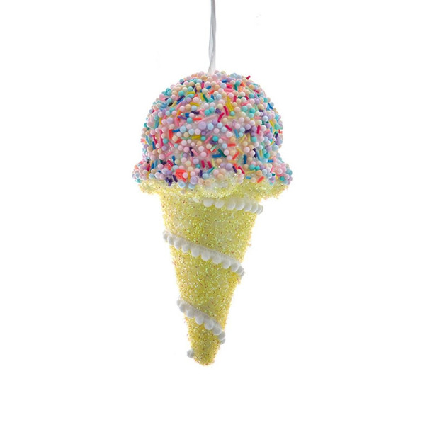 Yellow Pastel Ice Cream Cone Ornament