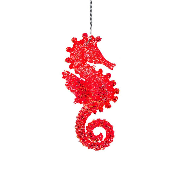 Glow in the Dark Red Seahorse Ornament