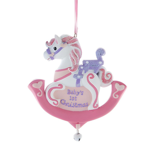 Pink Baby’s 1st Christmas Rocking Horse Ornament