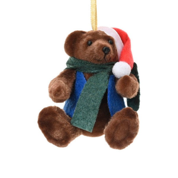Brown Bear With Green Scarf Ornament