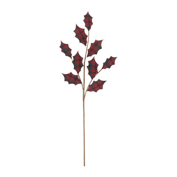 Plaid Holly Leaf Spray