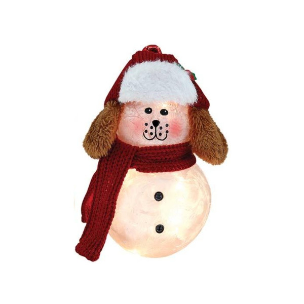 Stony Creek Frosted Festive Snowman Dog Glass Lamp