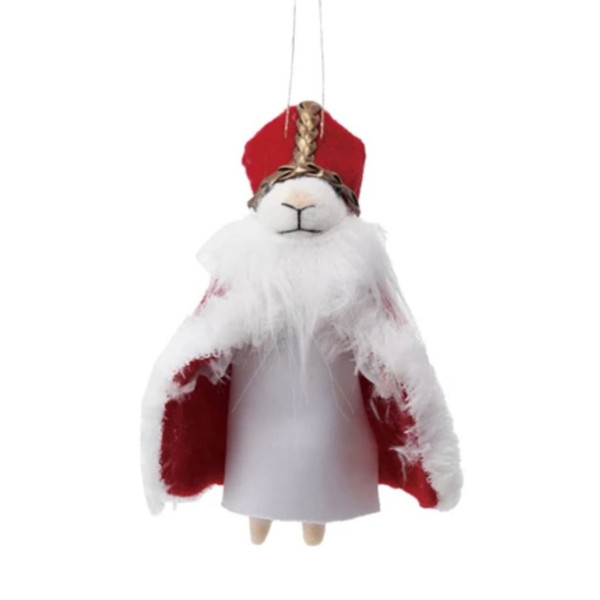 Wool Felt Religious Mouse Ornament – Red | 6 Inch