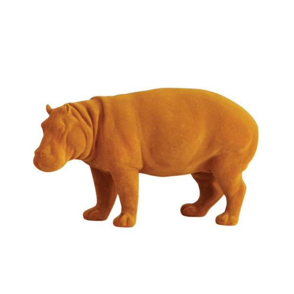 Flocked Hippo – Mustard Yellow | 8.5 Inch