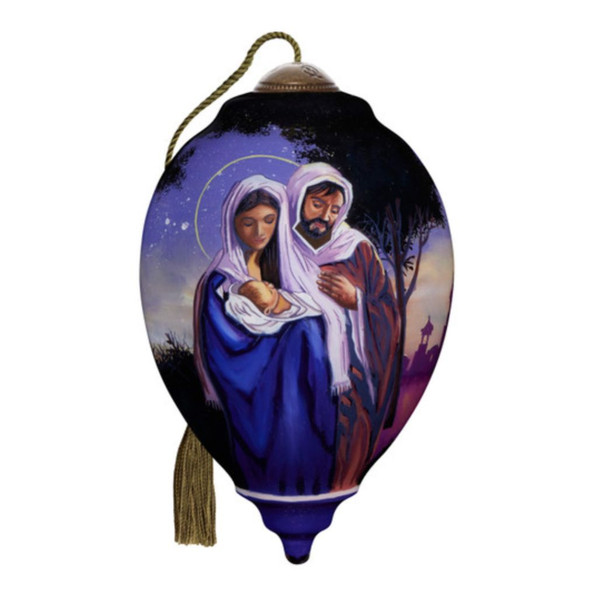 Ne’Qwa Art Holy Family with Trees Glass Ornament – 5.75 Inch