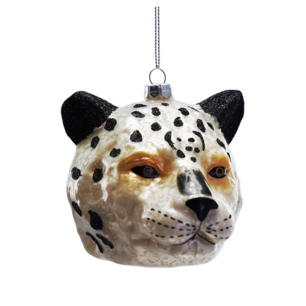 Mercury Glass Cheetah Head Ornament | 4 Inch