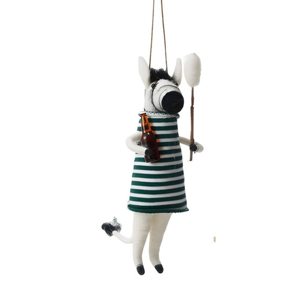 Wool Felt Camping Zebra Ornament | 3-Inch