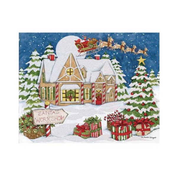 Santa’s Workshop Boxed Christmas Cards | 18-Pack with Envelopes