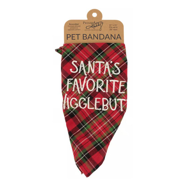 Reversible Large Pet Bandana – Wigglebutt/Naughty List | 21x21 Inch