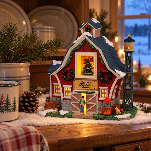 Lemax Farmer Judd’s Place – collectible Christmas village piece displayed in a cosy home