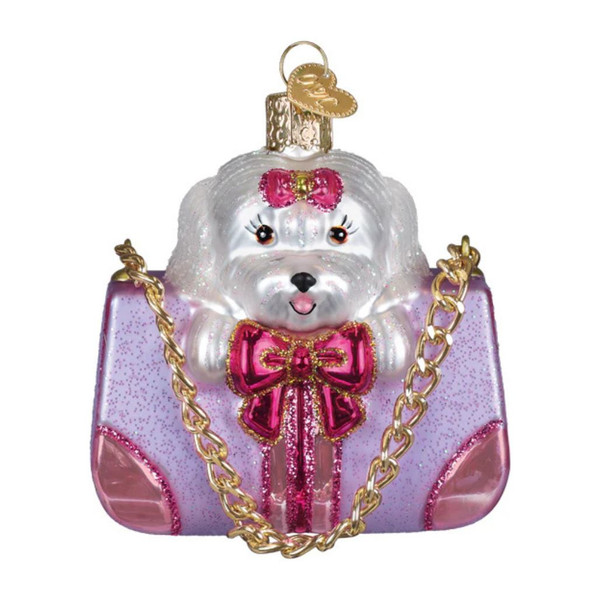 Old World Christmas Posh Pup in Purse Ornament | Blown Glass