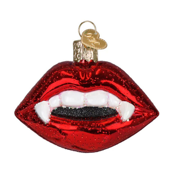 Old World Christmas Vampire Lips Ornament | Blown Glass