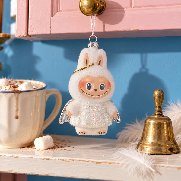 Cody Foster Fuzzy Monster Angel Glass Ornament – glass Christmas ornament styled in a fun, eclectic home scene