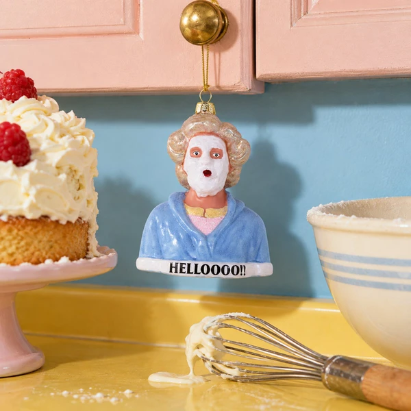 Cody Foster Helloooo! Glass Ornament – glass Christmas ornament styled in a fun, eclectic home scene