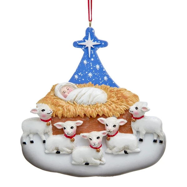 Kurt Adler Nativity Sheep Family of 5 Ornament