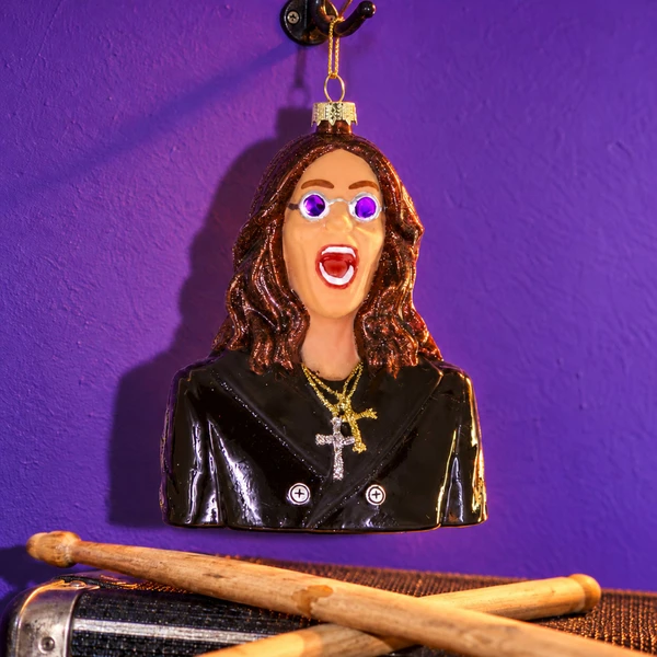 Cody Foster Ozzy Glass Ornament – glass Christmas ornament styled in a fun, eclectic home scene