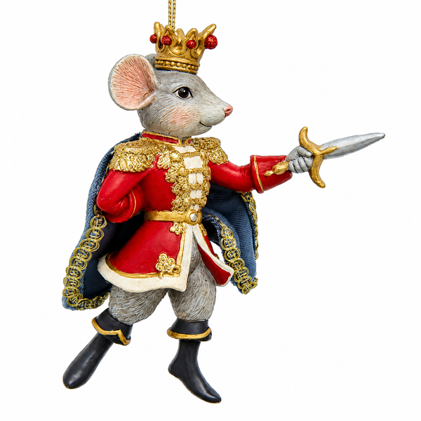 Nutcracker Suite Mouse King ornament with crown and sword
Kurt Adler Mouse King Christmas ornament in multicolor finish
5.5-inch resin and fabric mâché ballet villain ornament