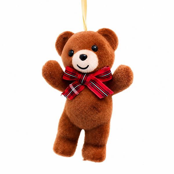 Standing brown bear Christmas ornament with plaid bow
Brown plastic bear ornament for woodland holiday décor
3.74 inch Kurt Adler standing bear ornament