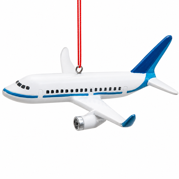 Multicolor airplane hanging Christmas ornament for aviation-themed décor.
Resin airplane ornament with travel and transportation-inspired design.
4.75-inch Kurt Adler hanging ornament for pilots and frequent flyers.