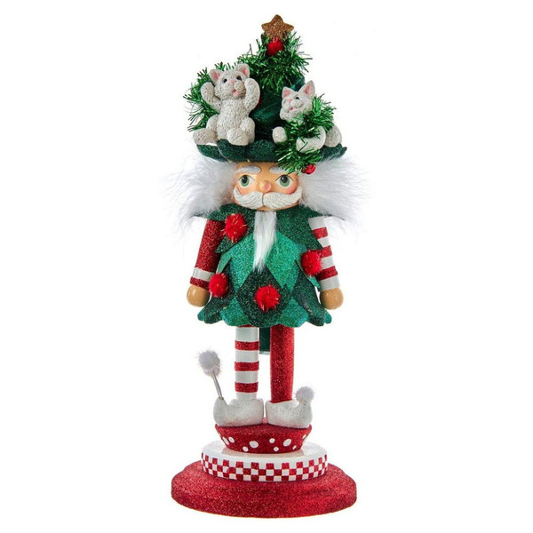 14-inch Hollywood Nutcrackers figure with cats perched in a festive tree-themed hat.
Multicolor cat-themed nutcracker with painted details and whimsical Christmas styling.
Kurt Adler Cats In Tree Hat Nutcracker for mantel or tabletop holiday display.