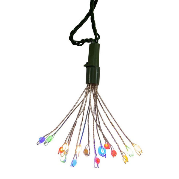 Kurt Adler multicolor LED cluster burst light set with 75 lights on green wire.
12 foot superbright twinkle cluster burst strand for trees, garlands, wreaths, and displays.
Indoor outdoor multicolor LED decorative light strand with adapter power source.