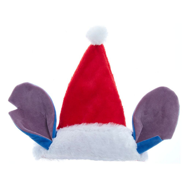 Disney Stitch Santa hat with red holiday hat and blue Stitch ears.
14-inch polyester Santa hat featuring Stitch from Lilo & Stitch.
Festive character Santa hat for holiday outfits, trees, and Disney displays.