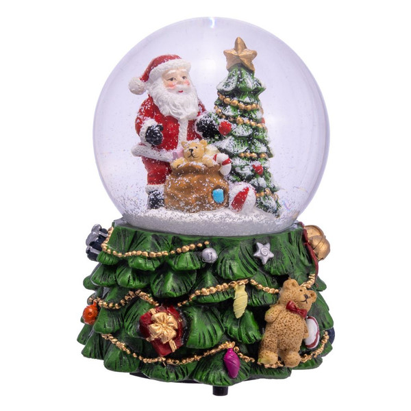 100MM musical water globe with Santa and a Christmas tree inside.
Glitter-filled Christmas water globe with motion and switch control.
Kurt Adler indoor resin and glass Santa water globe requiring 4 AAA batteries.