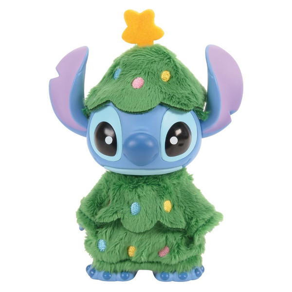 Disney Stitch figurine dressed in a fuzzy green Christmas tree costume with colorful ornament accents.

Grand Jester Studios Stitch collectible with yellow star topper and soft polyester holiday texture.

4.5-inch Disney holiday figurine made from vinyl and polyester with festive Christmas tree styling.