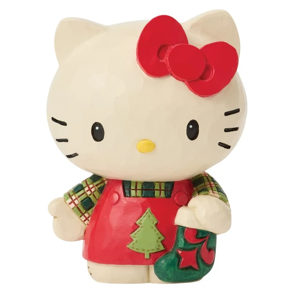 Jim Shore Hello Kitty Christmas Mini figurine dressed in festive red and green holiday clothing.

Hand-painted stone resin Sanrio collectible featuring Hello Kitty with a Christmas stocking and classic red bow.

3.07-inch Jim Shore Hello Kitty mini figurine with folk art-inspired detailing.