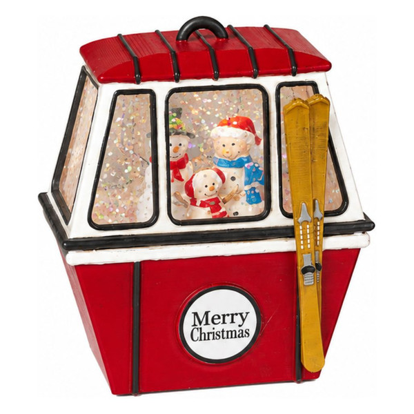 Lighted Snowman Family Gondola Spinning Water Globe