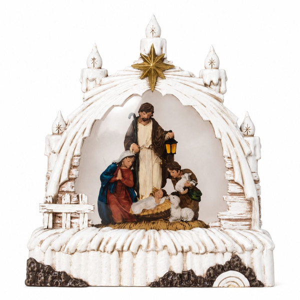 Lighted Nativity Spinning Water Globe | The Christmas Loft