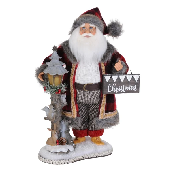 Karen Didion Lighted Forest Friends Santa Figurine