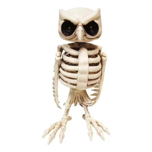 Animated Owl Skeleton Halloween Decoration